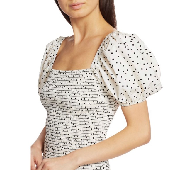 NWOT Tanya Taylor Eden Smocked Polka Dot Mini Dress, XS - Picture 3 of 5